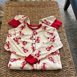 Lazy One Lobster Pattern Flapjacks Pajamas - Red and Cream